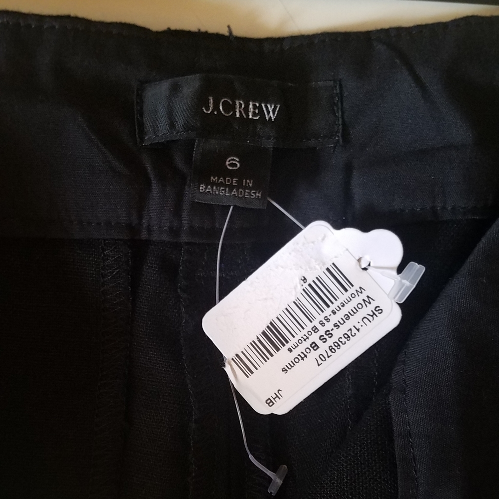 New J. Crew Scalloped Linen Shorts Black Sz 6 - Picture 4 of 7